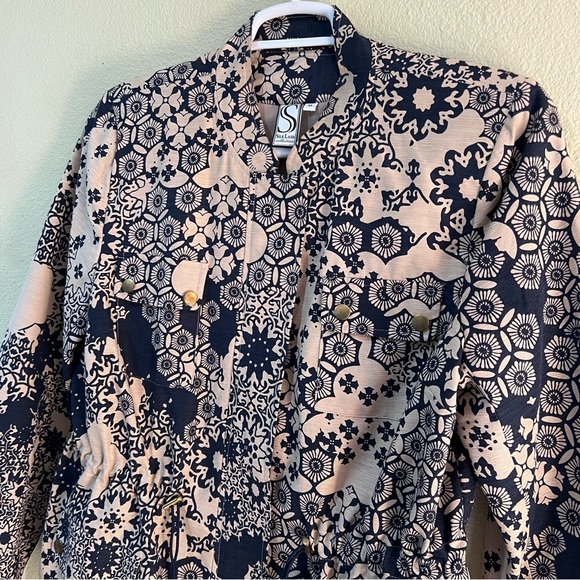 Silk Land Silk Blend Casual Lightweight Button Zip Up Jacket Blazer Pocket XL e2 - Picture 2 of 8